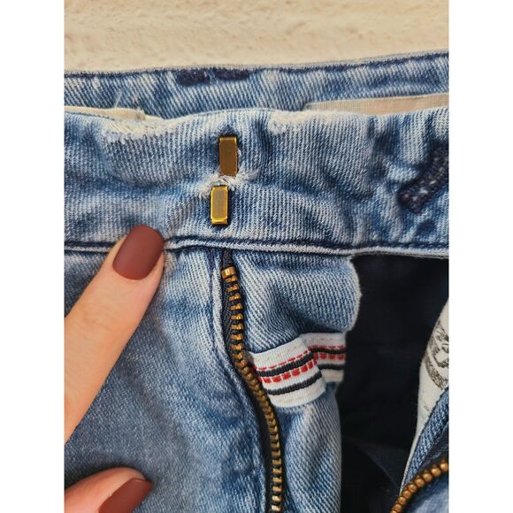 Pilcro & The Letterpress Sz 27 Slit Pocket Skinny Jeans Hook Bar Closure Minimal - Picture 7 of 10